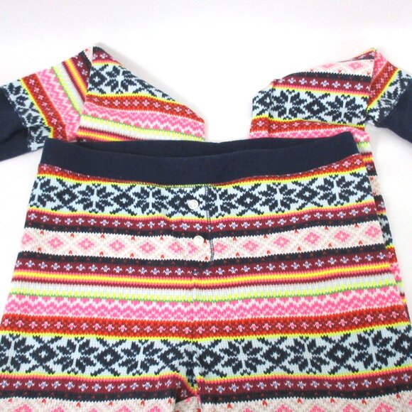 Old Navy Girls Small Pink Striped Fair Isle Microfleece Pajama Pants Legging - Picture 6 of 6